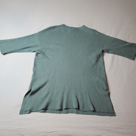 Eileen Fisher Women's Size L/XL Merlino Wool 3/4 Length Sleeve Sweater Green - Picture 5 of 9